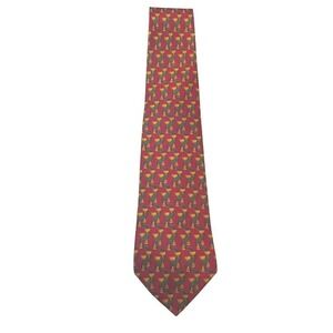 Salvatore Ferragamo Tie Men's Red Gold Chalice Ribbon 100% Silk Made in Italy